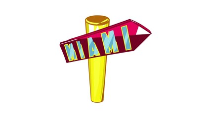 Poster - Signpost Miami icon animation cartoon best object isolated on white background