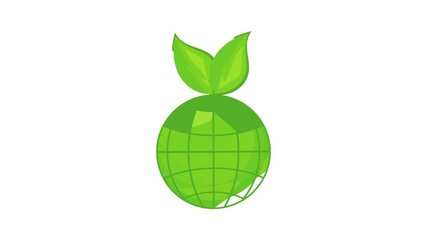 Poster - Green planet icon animation cartoon best object isolated on white background