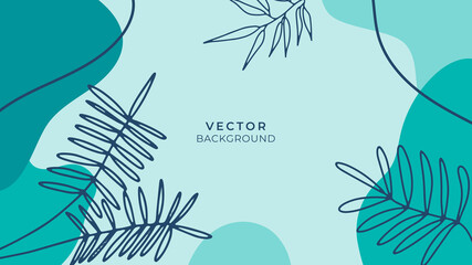 Poster - Abstract art background vector. Luxury minimal style wallpaper with golden line art flower and botanical leaves, Organic shapes, Watercolor. Vector background for banner, poster, Web and packaging