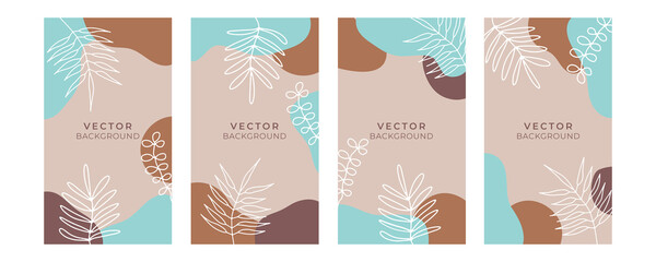 Poster - Abstract art background vector. Luxury minimal style wallpaper with golden line art flower and botanical leaves, Organic shapes, Watercolor. Vector background for banner, poster, Web and packaging