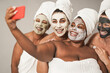 © Sabrina - Multiracial women taking a selfie with smartphone - Multi generational people doing beauty treatment together