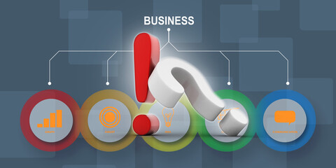Poster - 3d rendering questionmark with exclamation mark
