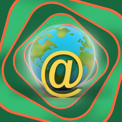 Poster - 3d illustration Network community concept . globe with e mail sign
