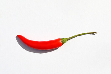 Closeup Red hot chilli pepper isolated on white background with shadow