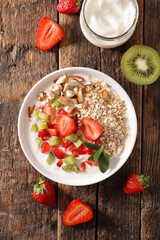 Wall Mural - healthy breakfast with cereal,  almond and fruit