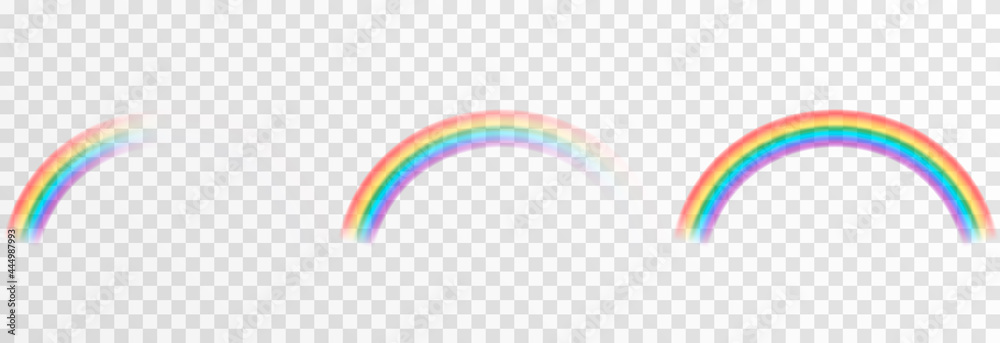 Vector rainbow on isolated transparent background. Effect after rain. Rainbow PNG. - obrazy, fototapety, plakaty 
