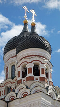 Two Multicolored Church Domes, Alexander Newsky Cathedral, Tallinn, Estonia