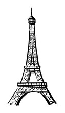 Sketch Of Eiffel Tower. Romantic Symbol In France. Sightseeing Landmark.