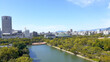 広島城の天守閣から見た広島市街地
