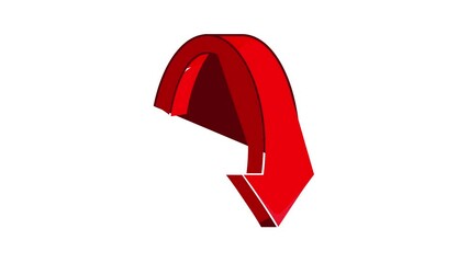 Poster - Red curved arrow icon animation cartoon best object isolated on white background