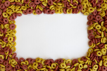 Wall Mural - cereal cheerios background, delicious rings breakfast cereal
