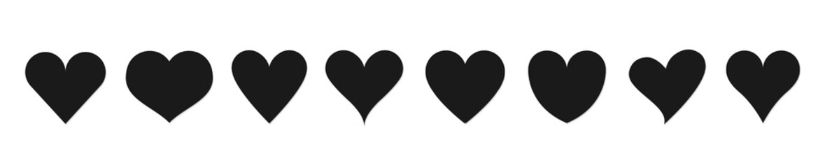 Various simple red vector heart love icon
