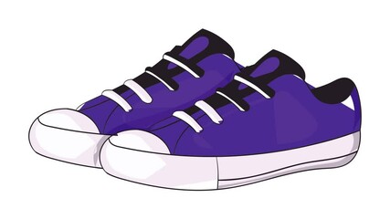 Canvas Print - Womens purple sneakers icon animation cartoon best object isolated on white background