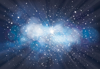 Wall Mural - Vector night starry sky background. Abstract  blue, starry background.