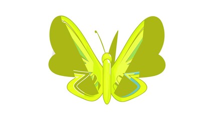 Wall Mural - Yellow butterfly icon animation cartoon best object isolated on white background