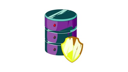 Poster - Data server protection icon animation cartoon best object isolated on white background