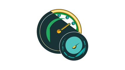 Poster - Large double speedometer icon animation cartoon best object isolated on white background