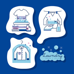 Canvas Print - three laundry service icons