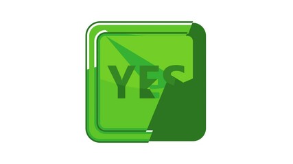 Poster - Yes green square button icon animation cartoon best object isolated on white background