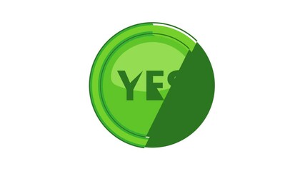 Poster - Yes green circle button icon animation cartoon best object isolated on white background