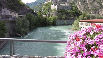 Wall Mural - The scenographic Fort Bard in Aosta Valley, northern Italy, on a sunny summer morning.