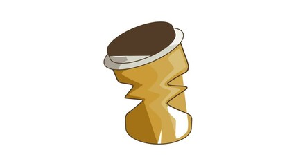 Poster - Disposable coffee paper cup garbage icon animation cartoon best object isolated on white background