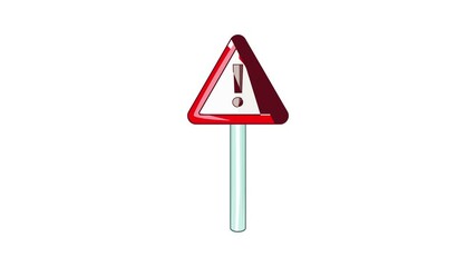 Wall Mural - Warning sign icon animation cartoon best object isolated on white background