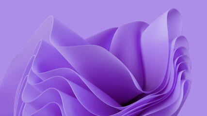 Wall Mural - 3d render, abstract modern minimal violet background, wavy fashion wallpaper with layers