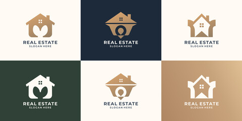 A collection real estate logo.construction building design template,abstract,builder element design.