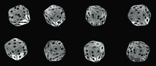 Pack Of Modern Glass Ice Casino Dices Isolated On The Black Background . Gambling Concept - 3D Illustration