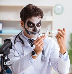 Wall Mural - Scary monster doctor working in lab