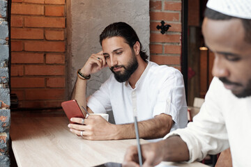 Poster - Bearded Islamic Guy Scrolling Through Social Media