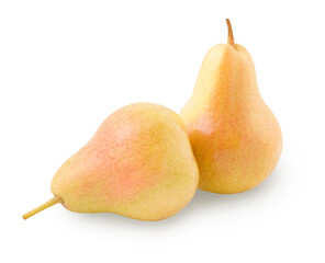Wall Mural - Fresh and ripe yellow pears isolated on white background.