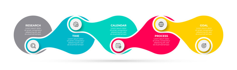 business infographic template. timeline element with marketing icons and 5 options or steps. vector 