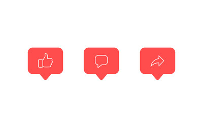 Poster - Like, Comment, and Share Icon Vector in Speech Bubbles