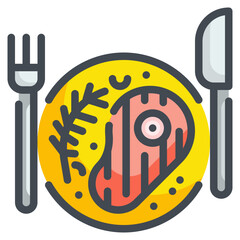 Wall Mural - steak line icon