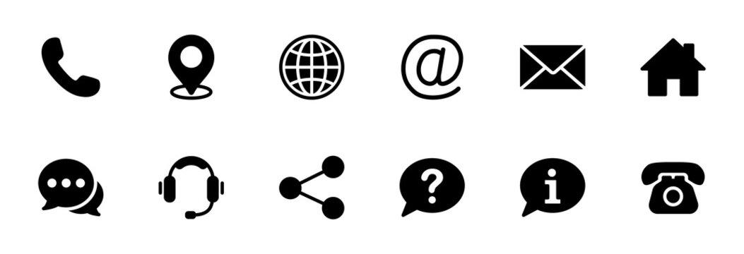 Contact us icon set. Web icon set. Website set icon vector