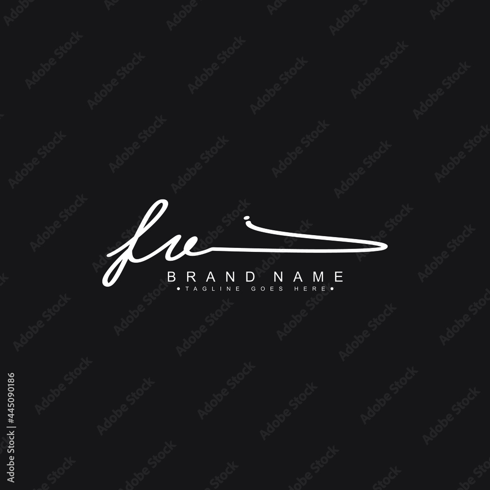 Initial Letter FV Logo - Hand Drawn Signature Logo Stock Vector | Adobe ...