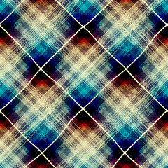 Poster - Abstract seamless pattern. Diagonal grunge plaid.
