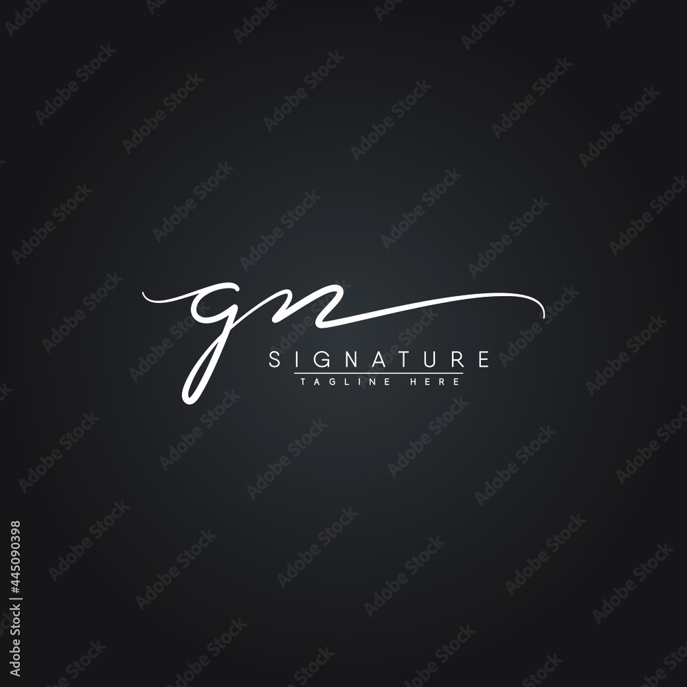 Initial Letter GN Logo - Handwritten Signature Style Logo Stock Vector ...