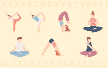 Wall Mural - people practicing yoga