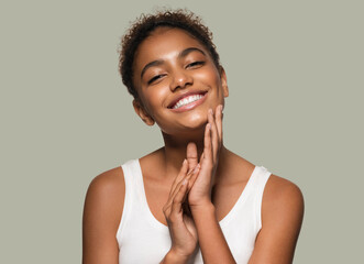 African american woman beauty healthy skin natural beauty happy smile