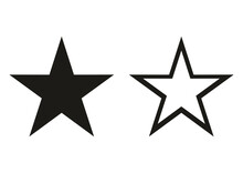 Two Stars, Star Black Five-pointed And Star Contour Five-pointed, Star Pattern, Classic Stars