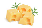 Fototapeta  - cubes of cheese isolated on white background with clipping path and full depth of field