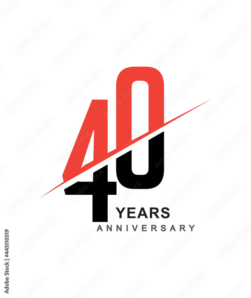 40th anniversary logo red and black swoosh design isolated on white ...
