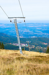 Sticker - Closeup shot of electricity poles at the Karkonosze mountains in Poland