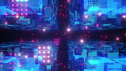 Aufkleber - sci fi cube digital technology data block chain concept