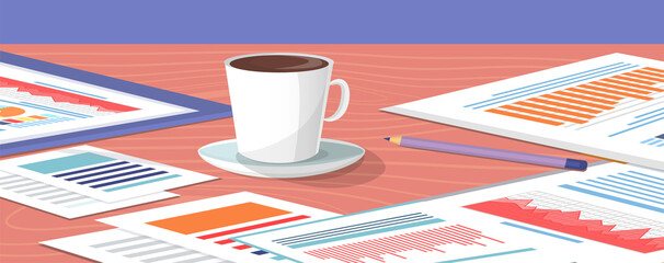 Poster - Visualize with business analytics. Work with statistical data analysis, changing indicators. Analyze statistical indicators, business data. Marketing research for presentation. Data financial report