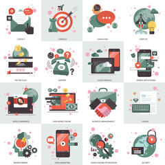 Wall Mural - business and technology icon set for websites and mobile applications. flat vector illustration
