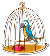 Wall Mural - A parrot bird in a cage sticker